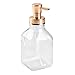 InterDesign Cora Glass Foaming Soap Dispenser Pump for Kitchen or Bathroom Sinks, Clear/Copper