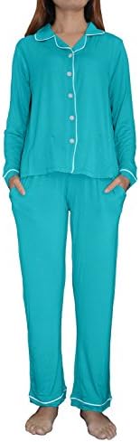 Hi Comfortable Women's Eco-Friendly Bamboo Viscose Long Sleeve Pajama Set(ATL1702) (M, Capri Breeze)