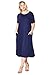 Modern Kiwi Plus Size Short Sleeve Flowy A-Line Pocket Midi Maxi Dress Navy 4X