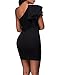 Cfanny Women's Sleeveless One Shoulder Ruffled Sexy Bodycon Party Club Dress