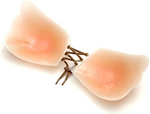 Sticky Strapless Invisible Self-Adhesive Backless Silicone Bra Push-Up with Drawstring Nude