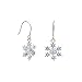 Small Snowflake with Blue Crystal Earrings Sterling Silver