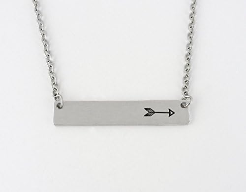 Arrow Sideways Bar Necklace - Hand Stamped Aluminum and Stainless Steel