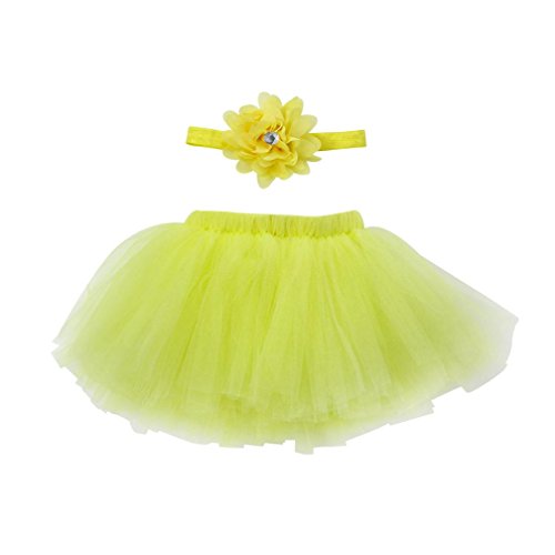 Sunward 2018 Newborn Baby Infant Photography Props for Baby Girls - Headdress Flower+Bowknot Tutu Clothes (Yellow) - Thumbnail 5