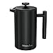 Double-Wall 304 Stainless Steel French Press Coffee Maker - 34 oz, Vacuum Insulated Tea Brewer Pot with 4 Level Filtration System - Extra 2pcs Filters Included - 8 Cup/1000ml