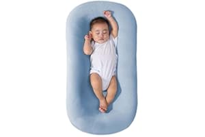 Veayiik Baby Lounger 0-12 Mes, Baby Lounger Pillow for Newborn, Infant Lounger Nest Pillow Soft Breathable Washable (Blue)