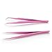 Stainless Steel Tweezers for Eyelash Extension - 2 Pcs- Straight and Curved - Light rose - by NIPOO
