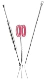 Inspiration High Quality 2 in 1 Ear Wax Pick, Earpick Curette Wax Removal Remover Cleaner Home Tool (Earpick, Acne Extractor and Curved Eyebrow Scissors) by Inspiration Industry NY