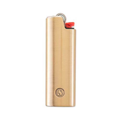 SilverStick Metal Lighter Cover (Sleeve, Case, Holder) for Full-Sized Bic (Antique Brass)