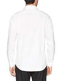 Brand - Camisa de vestir sólida con cuello alzado y corte entallado a medida, para hombres, algodón Supima, sin hierro