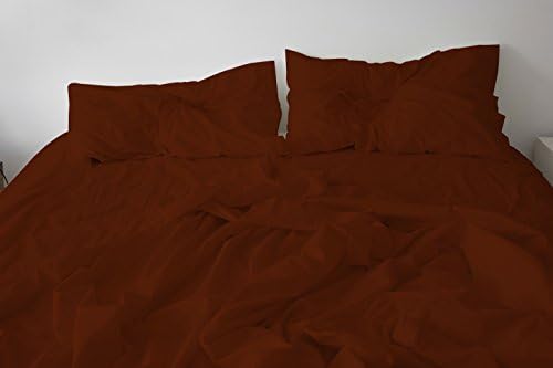 Luxurious 100% Organic Cotton 4pc Sheet Set For Stylish, Comfortable Cal-King Bed, Highest Quality 800 Thread Count Softest Sheet Set With Brick Red Color