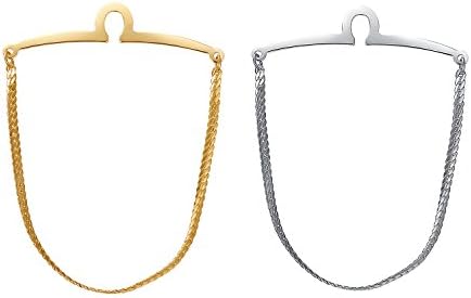 YoursfsTie Chain for Mens Loop Men's Double Color Link Chain Cravat Collar tie Clip