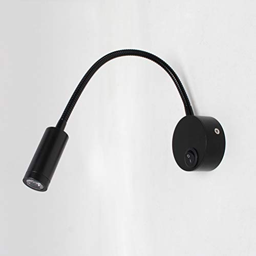 Uonlytech 2 stuks bureau werk LED lamp 3 Watt muur leeslamp met flexibele slang voor slaapkamer lezen badkamer (zwart) - Afbeelding 7