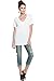 Alexander + David Women's Slub Cotton Modal Tops Burnout Loose V-Neck Boyfriend T-Shirt Stitch Back Casual Tee (White, Small)