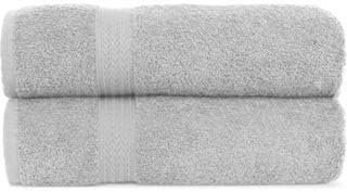 MBS EXCLUSIVE 100% Egyptian Cotton 2 X Bath Sheet 90cm x 175cm Over-Sized Jumbo Extra Large Towel Bale - Multi-Color (Silver Grey, 90 cm X 175 cm)