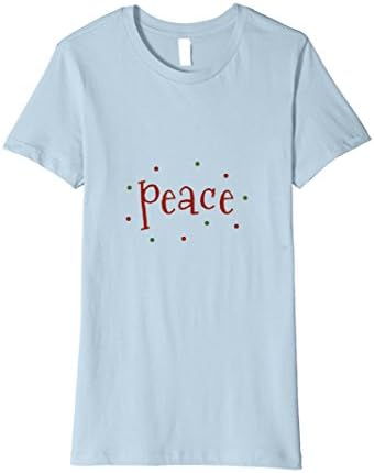Womens Peace Fun &amp; Festive Christmas T-Shirt for Him or Her Small Baby Blue