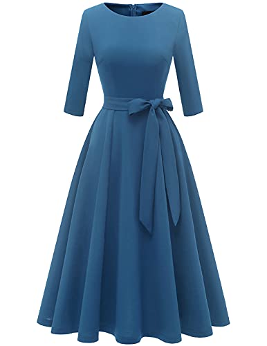 DRESSTELLS Cocktail Dresses for Women, Vintage Wedding Guest 3/4 Sleeves Formal Church Holiday Dress