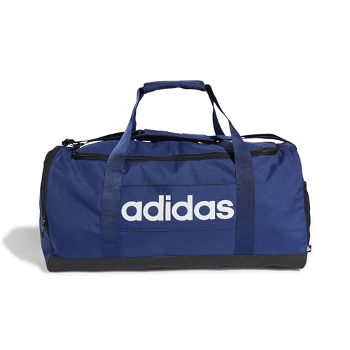 adidas Unisex Essentials Linear Duffel Bag Duffel Bag, Dark Blue/White, M