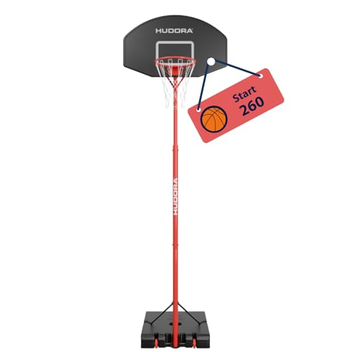 HUDORA Start Basketballständer 260 - Höhenverstellbarer Basketballkorb von 205-260 cm - Mobile Korbanalage mit Ständer für Kinder & Jugendliche - Stand-Basketba
