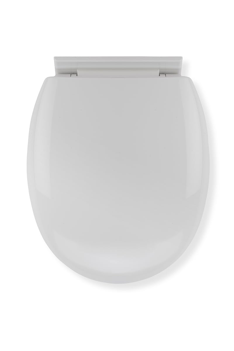 Croydex Soft Close Toilet Seat - Hygiene 'N' Clean Antibacterial Treated Polypropylene Seat and Universal Adjustable Hinges with Bottom Fixings Included (White, O Shape)