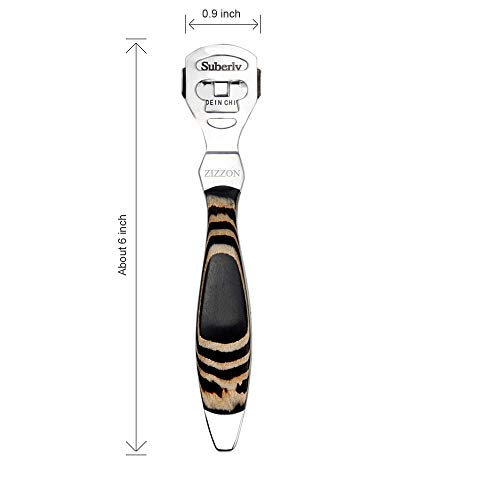 ZIZZON Foot Care Callus Corn Shaver Cutter Hard Skin Remover Wood Handle 10 Blades