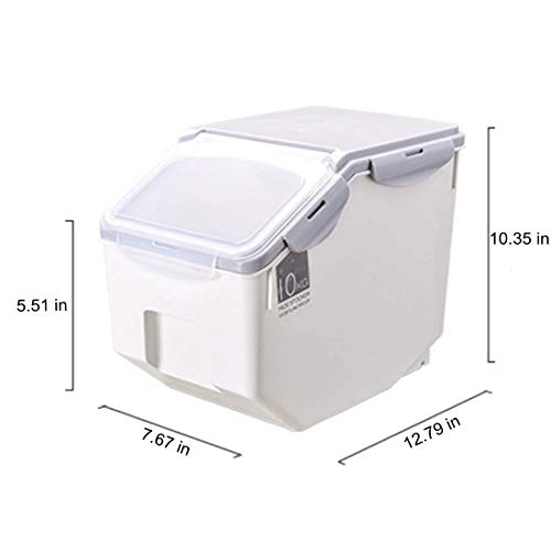 Haoun 22 lbs Rice Storage Container,Household Sealed Cereal Grain Organizer Box for Kitchen - Grey - Thumbnail 5
