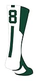 TCK Player Id Dark Green/White Custom Number Crew Sock