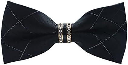 Luxury Bow Tie Metal Buckle With Crystal Plaid Butterfly Banquet (Black)