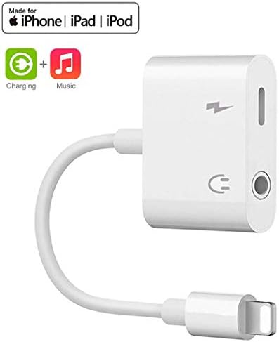 Headphone Adapter for iPhone Dongle Aux Headset Adaptor Cable to 3.5mm 2 in 1 Splitter for Charging and Audio Compatible for iPhone Adapter XS/MAX/XR/X/8/8Plus/7/7Plus Support All iOS