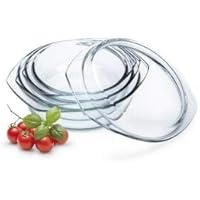 Simax Round Glass Casserole Baking Dishes | With Lids - Borosilicate Glass - Made In Europe - Set of 3 Clear Glass…
