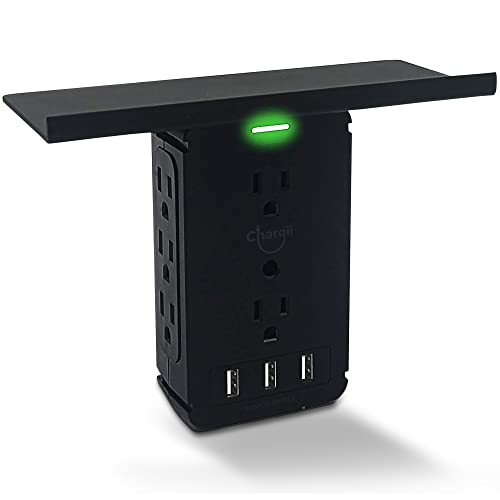 Chargii Surge Shelf Surge Protector with Shelf, Multi Plug Outlet Extender with 3 USB Ports