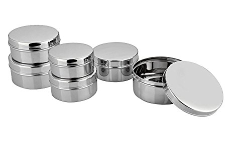 King International Stainless Steel Storage Containers Set, Small, 50 Ml, Silver, 6 Piece