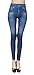 Women's Denim Print High Waist Blue Jean Leggings Seamless Skinny Leggings S/M