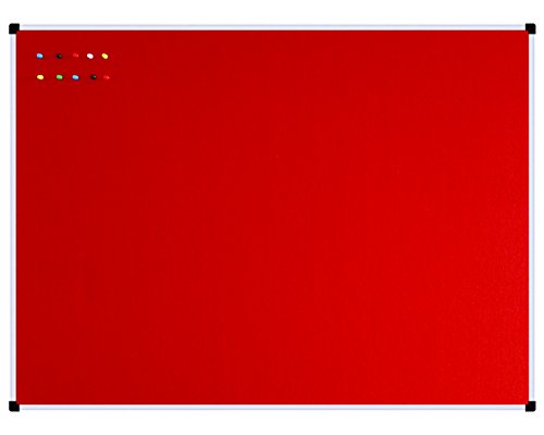 XBoard Red Decorative Fabric Bulletin Board with Sliver Aluminum Frame, 48 x 36 inch Wall Mounted Fabric Message Notice Board for Home Office School