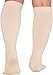 LISH 2 Pack Plain Jane Wide Calf Compression Socks - 15-25 mmHg Knee High Plus Size Support (M/L, Nude)