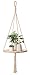 Mkono Wood Hanging Shelf Indoor Macrame Plant Hanger Decorative Flower Pot Holder Boho Home Deco, 40