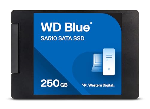 WD Blue SA510 SATA SSD 250 GB 2,5 Zoll (Lesen bis 555 MB/s, Schreiben bis 440 MB/s, Upgrade für PC/Laptop, dreimonatiges Probeabo von Dropbox Professi