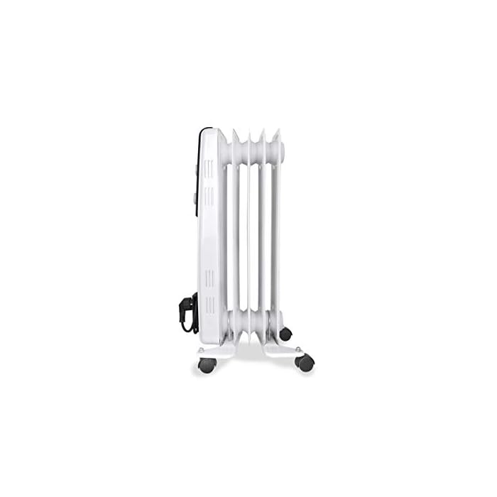 Orbegozo RF 1000 Radiador de aceite, 1000W de potencia, construcción modular de 5 elementos y diseño en color blanco, Negro - Imagen 3