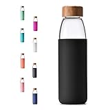 veegoal Glass Water Bottles 18 Oz Borosilicate with