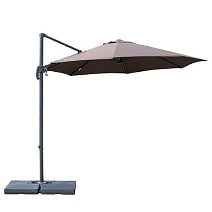 Amazon Com Mrt Supply 9 5 Cantilever Hanging Tilt Offset Patio Umbrella W Base Stand Coffee With Ebook Garden Outdoor
