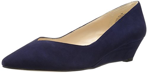 NINE WEST Women's Elenta Suede Wedge Pump, Navy, 12 M US in Oman