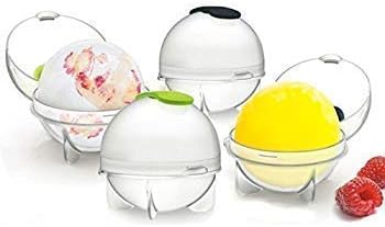 J Go Reusable Round Shape DIY Mini ice Cream Maker ice Cream Mold Small-Large Size ice Ball Maker ice Cube mold-1-Set / 4 Pcs (Small-3.5 cm)