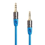PlugLug - 3.5mm 8 FT Premium Auxiliary Audio Cable (Blue) - Male to Male for Headphones, iPods, iPhones, iPads, Home / Car Stereos and More