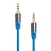 PlugLug - 3.5mm 8 FT Premium Auxiliary Audio Cable (Blue) - Male to Male for Headphones, iPods, iPhones, iPads, Home / Car Stereos and More