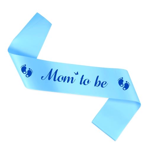 Mom To Be Sash Blue, Mommy To Be Sash For Baby Shower Decorations, Blue Sashes For Light Bluey Baby Shower Decorations, Gender Reveal Boy Outfits For Mommy To Be, Baby In Bloom Sashes