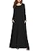 Kidsform Women's Maxi Dress Long Sleeve Casual Loose Kaftan Party Long Dress With Pocket