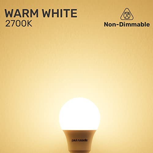 paul russells LED GLS Light Edison Screw ES, 60w Equivalent, 8watt 806LM LED Bulbs, 2700K Warm White Lamp, Classic Frosted A60 Standard E27 Energy Saving Non-Dimmable Large Globe Lightbulb, 3 Pack