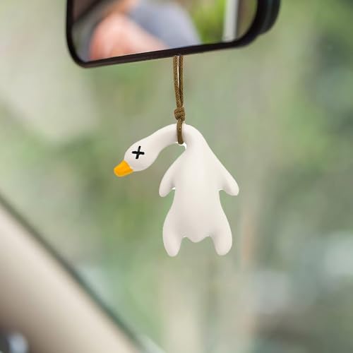 Funny Car Ornaments,On Swing Cars Pendant,Swing Duck Cute Car Decor Gift for Rear View Mirror,Truck Duck Accessories for Men,Dashboard Essentials for Women (A)