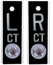 Quick Ship Aluminum X-Ray Personalized Markers - Bubble Positioner, Black, Vertical, Left & Right Set, Ships Within 5 Business Days!