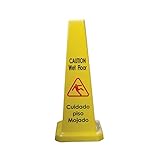 2 PACK OF CAUTION WET FLOOR STAND SIGNS CONE YELLOW CAUTION WET FLOOR SIGN TWO SIDED WARNING ANTI SLIP CONE SHAPE JANITORIAL